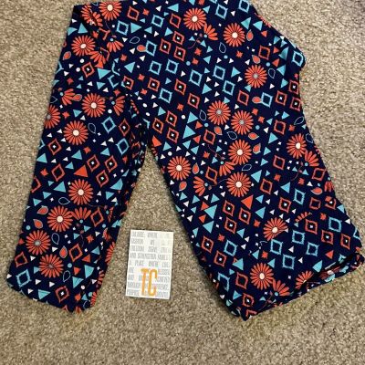 Lularoe TC Black Orange Yellow Daisy Triangle Floral Leggings